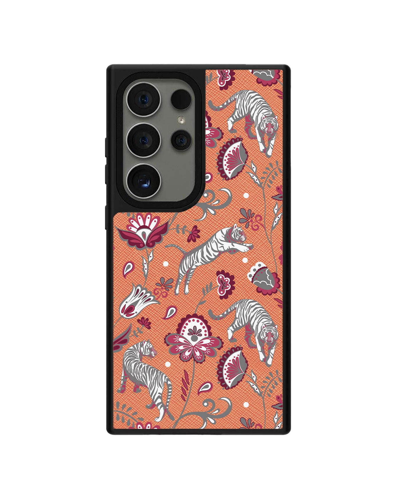 Android Leather Grip Case - Tiger & Floral 6.0