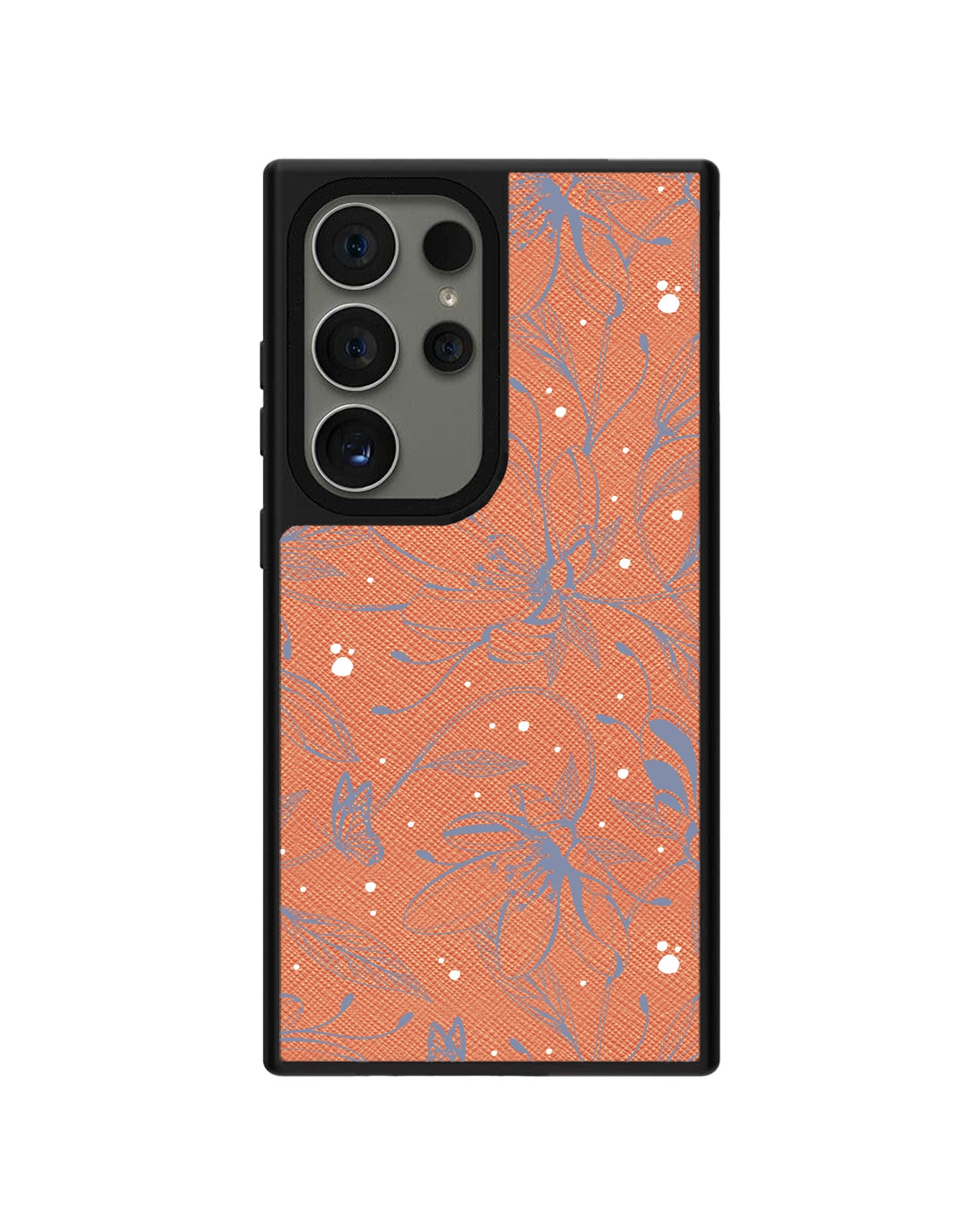 Android Leather Grip Case - Sketchy Flower & Butterfly 2.0