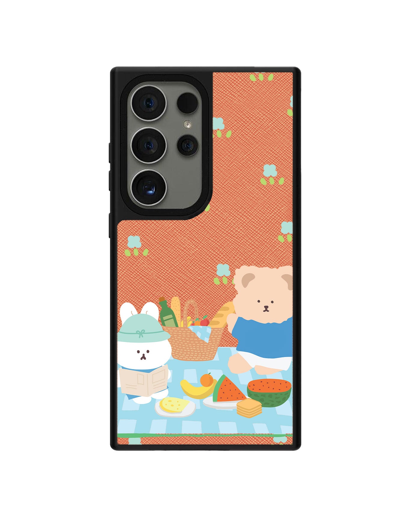 Android Leather Grip Case - Picnic Bear Blue