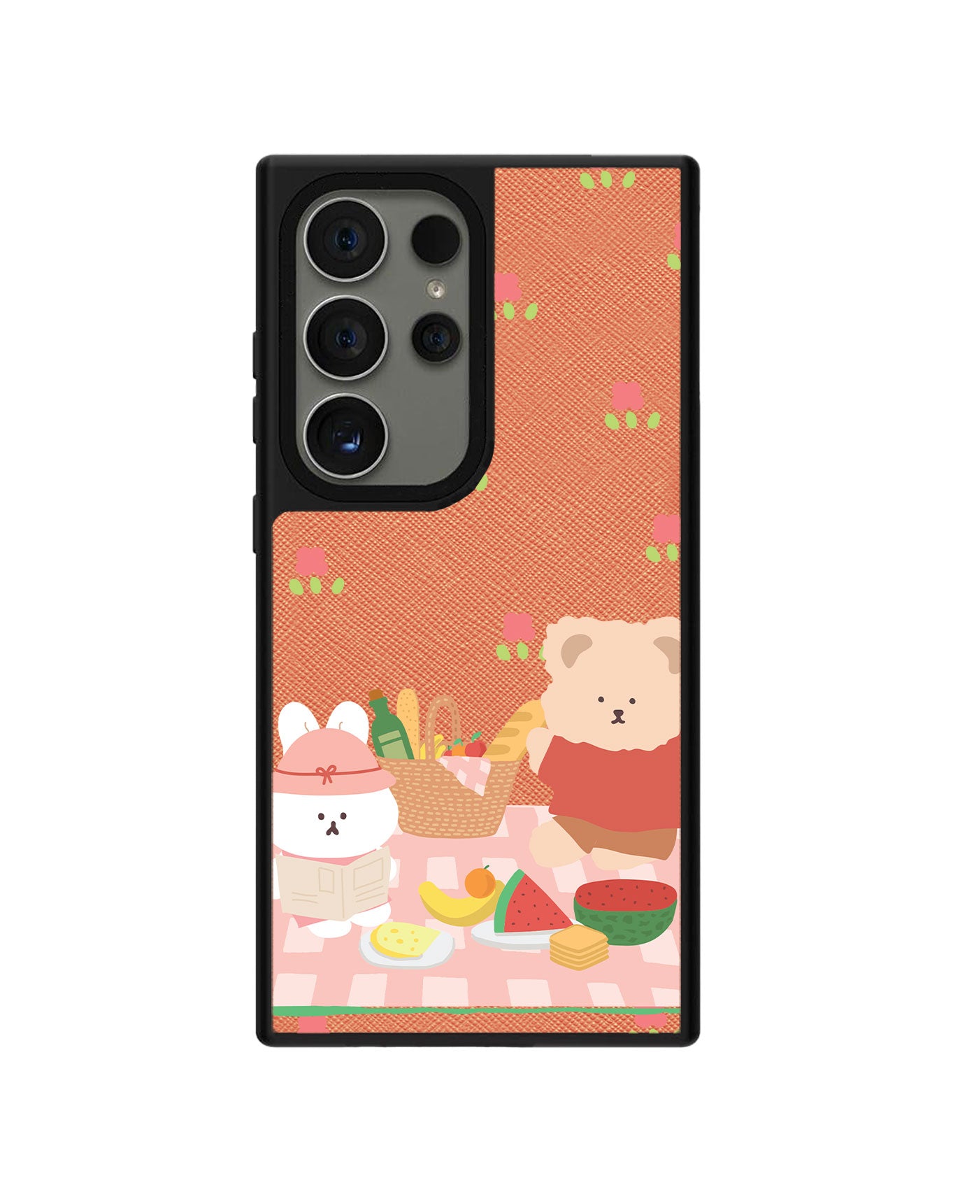 Android Leather Grip Case - Picnic Bear Pink