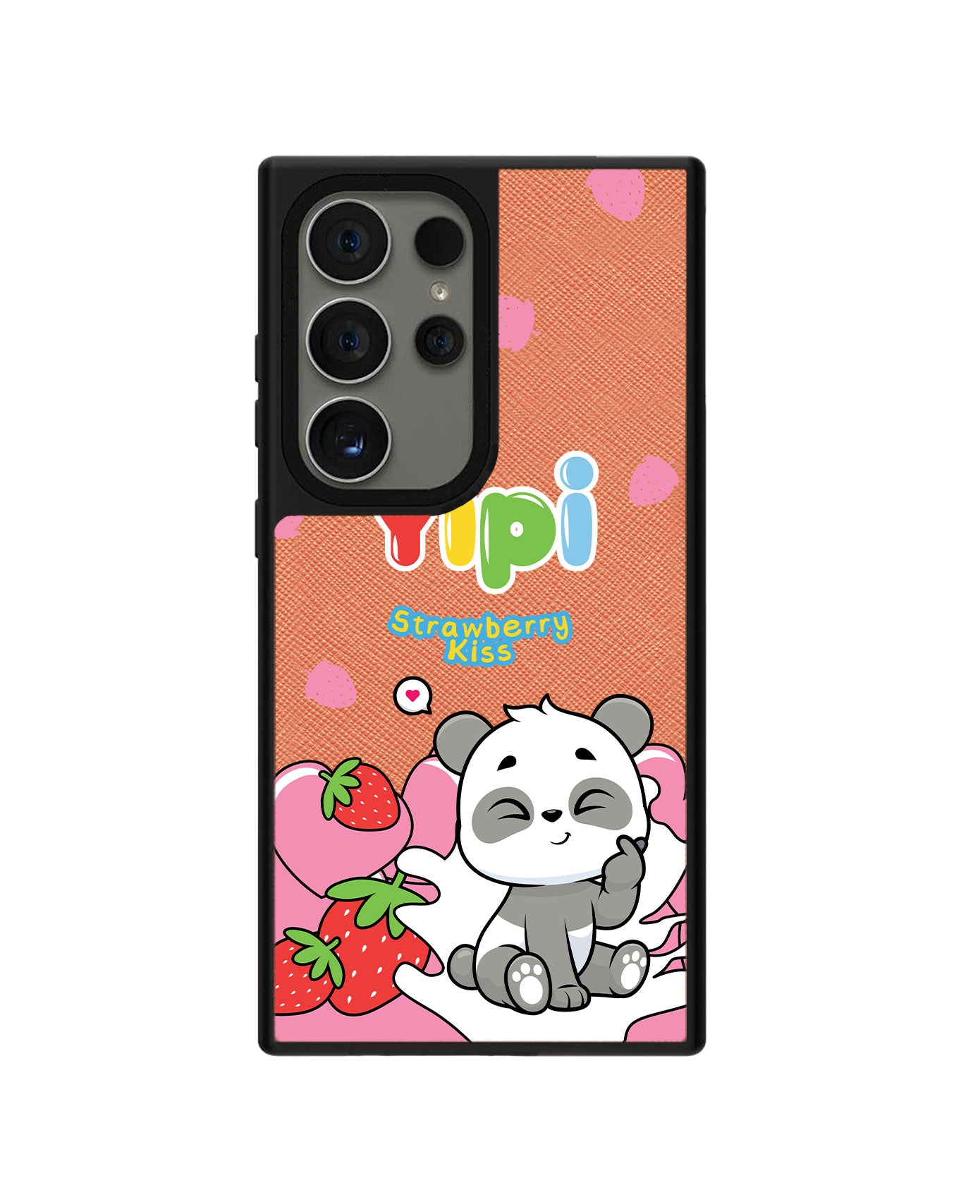 Android Leather Grip Case - Yipi Strawberry Kiss