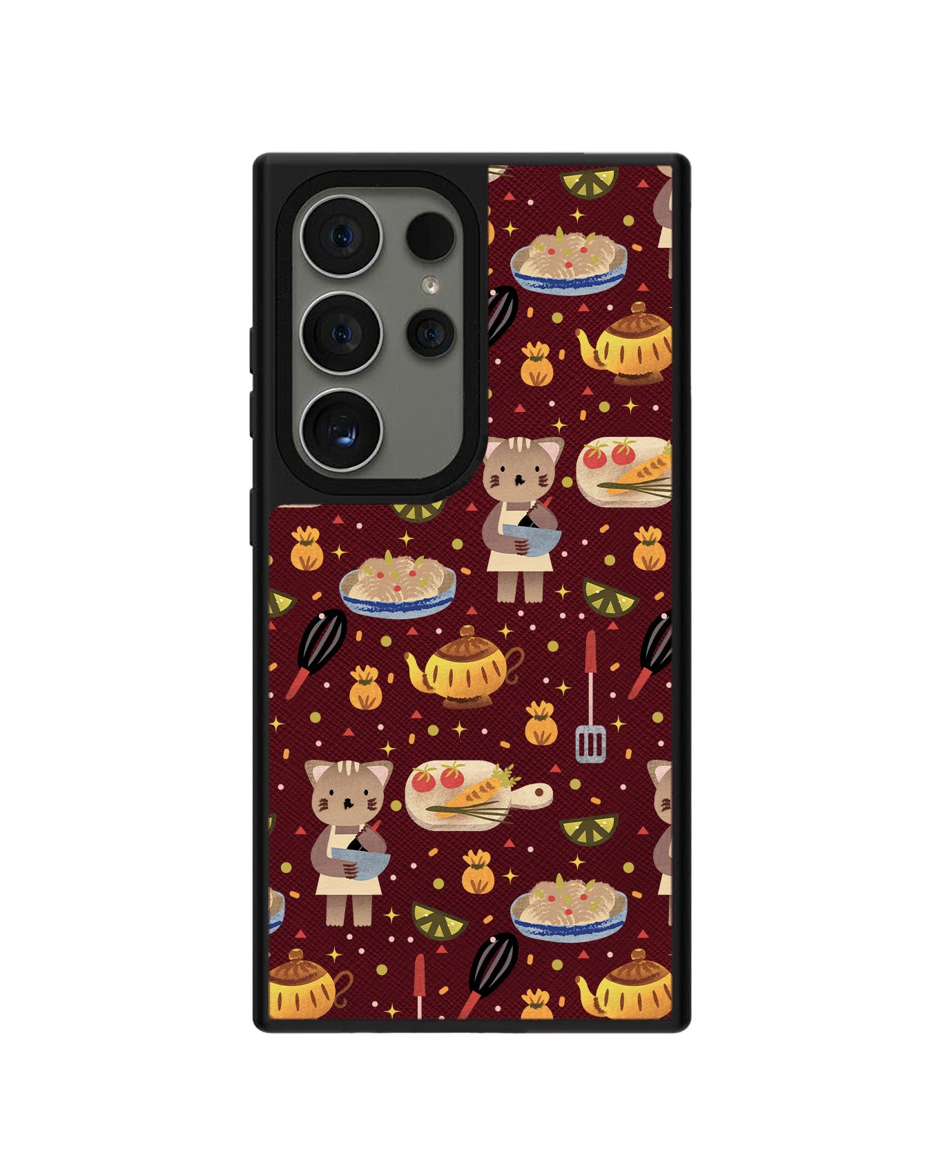 Android Leather Grip Case - Cooking Cat