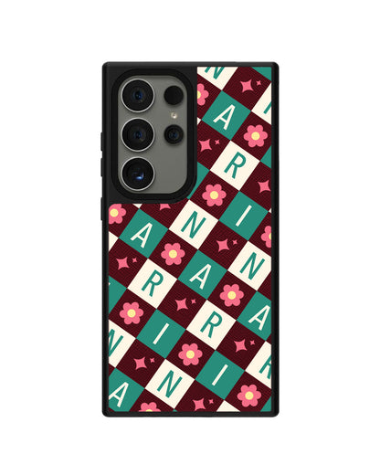 Android Leather Grip - CUSTOM MONOGRAM 3.0 Flower Grid 4.0