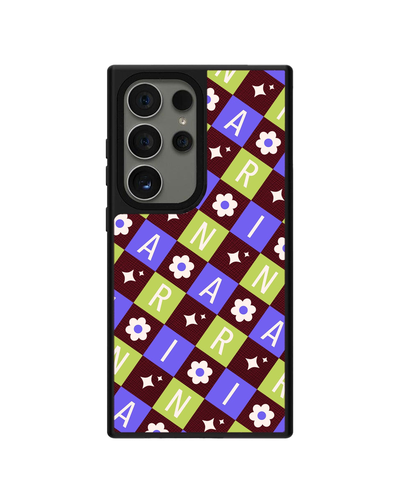 Android Leather Grip - CUSTOM MONOGRAM 3.0 Flower Grid 5.0