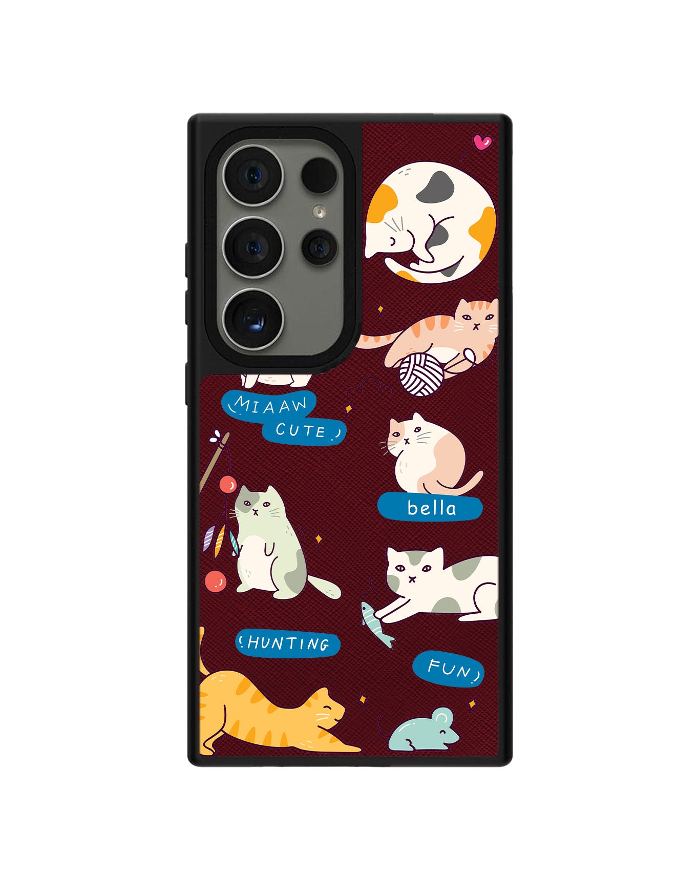 Android Leather Grip Case - Playful Cat 2.0