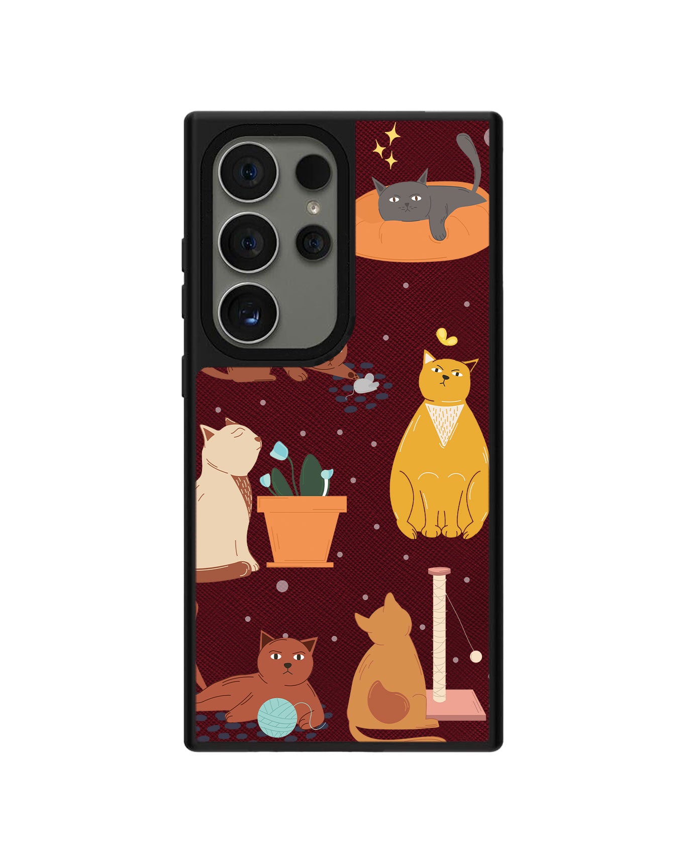 Android Leather Grip Case - Playful Cat