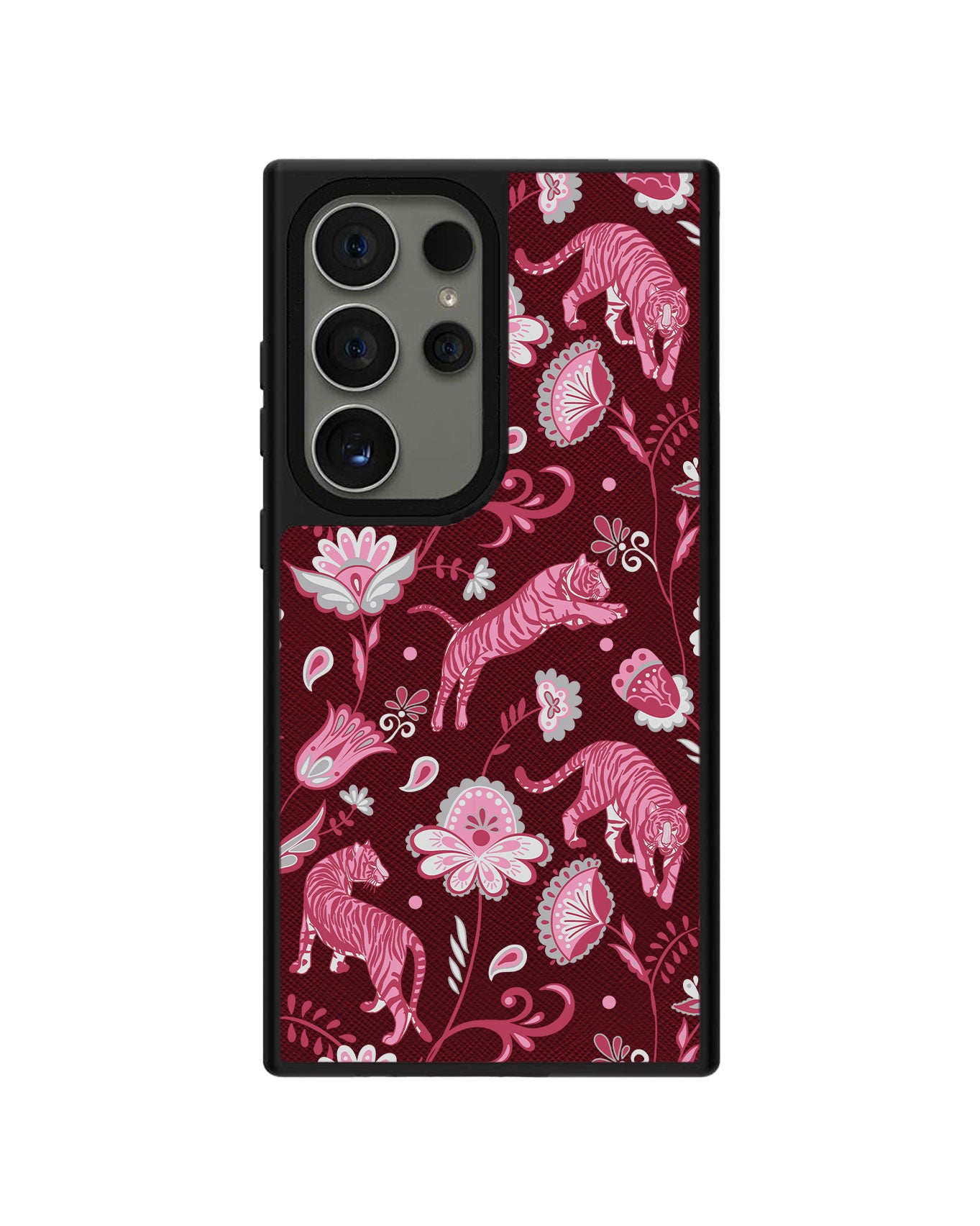 Android Leather Grip Case - Tiger & Floral 7.0