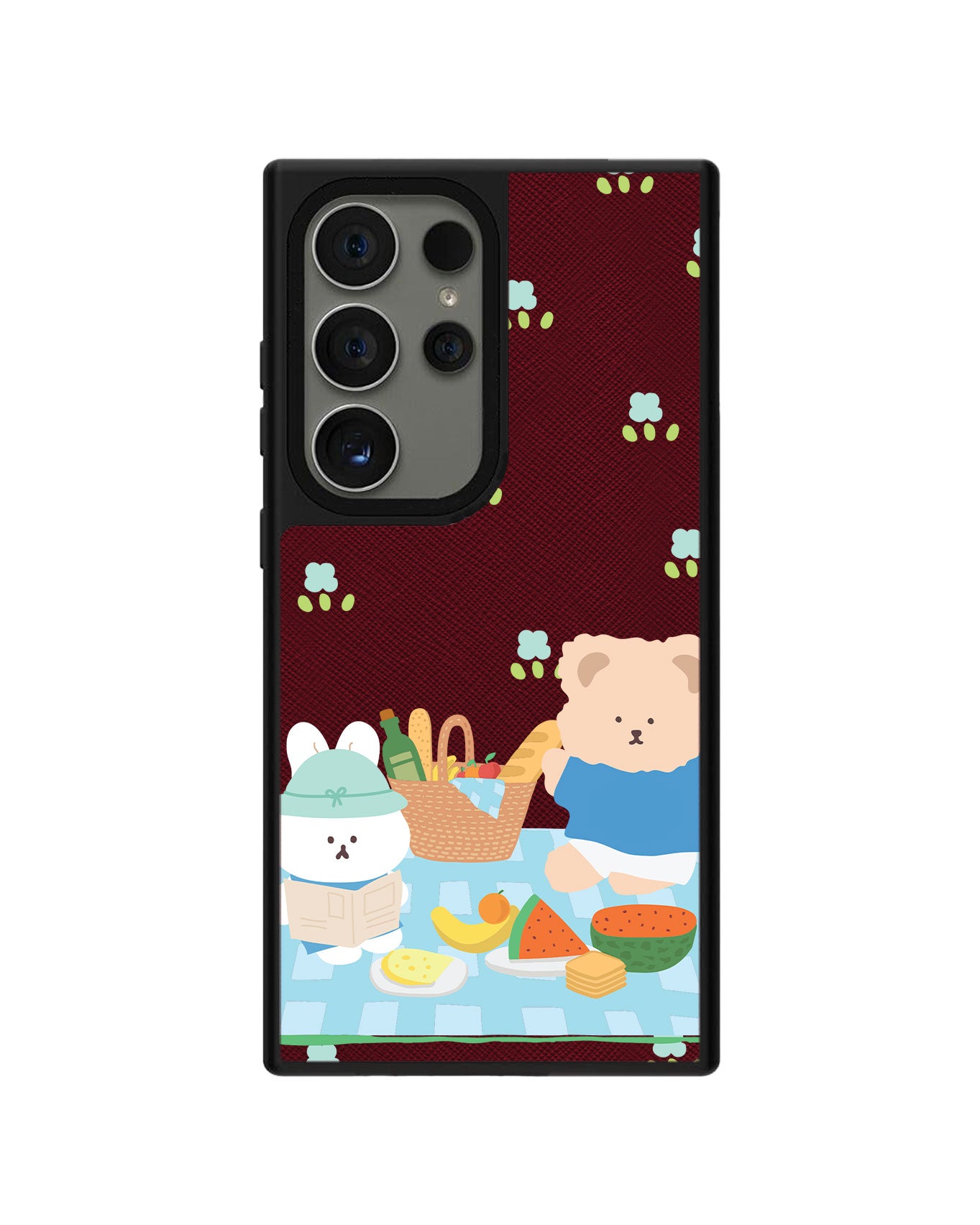 Android Leather Grip Case - Picnic Bear Blue