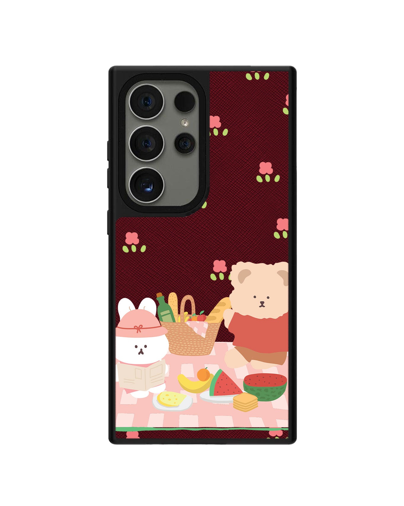 Android Leather Grip Case - Picnic Bear Pink