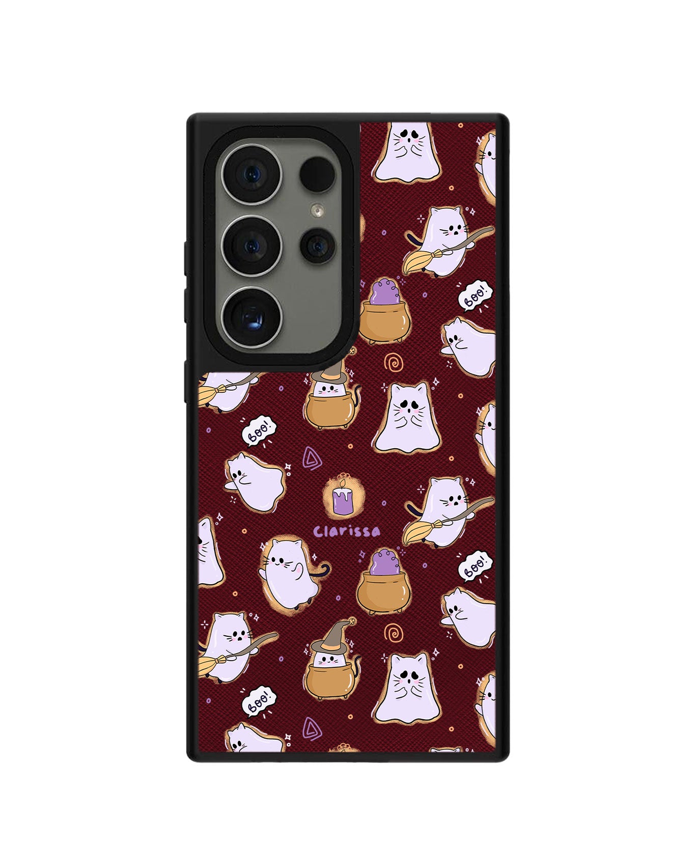 Android Leather Grip Case - Spooky Cat