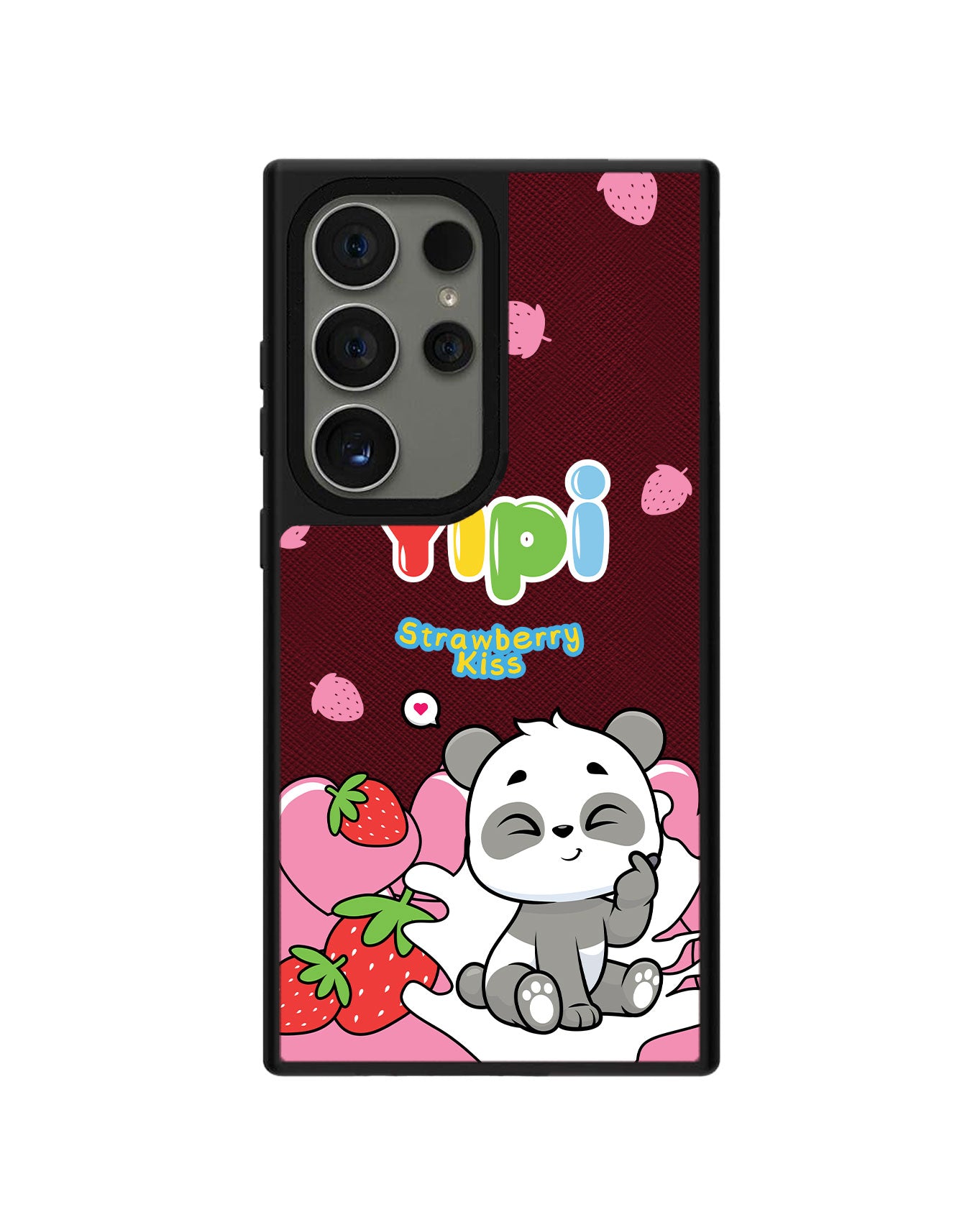 Android Leather Grip Case - Yipi Strawberry Kiss