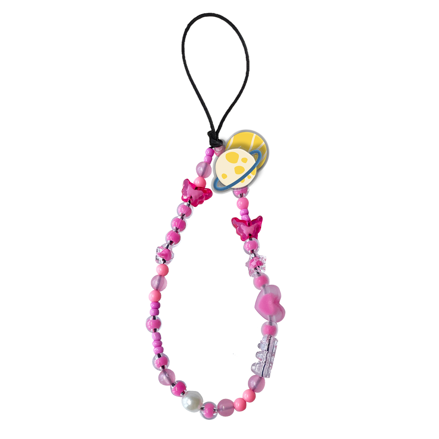 Beaded Strap with Acrylic Charm  - Abstract Planet 1.0