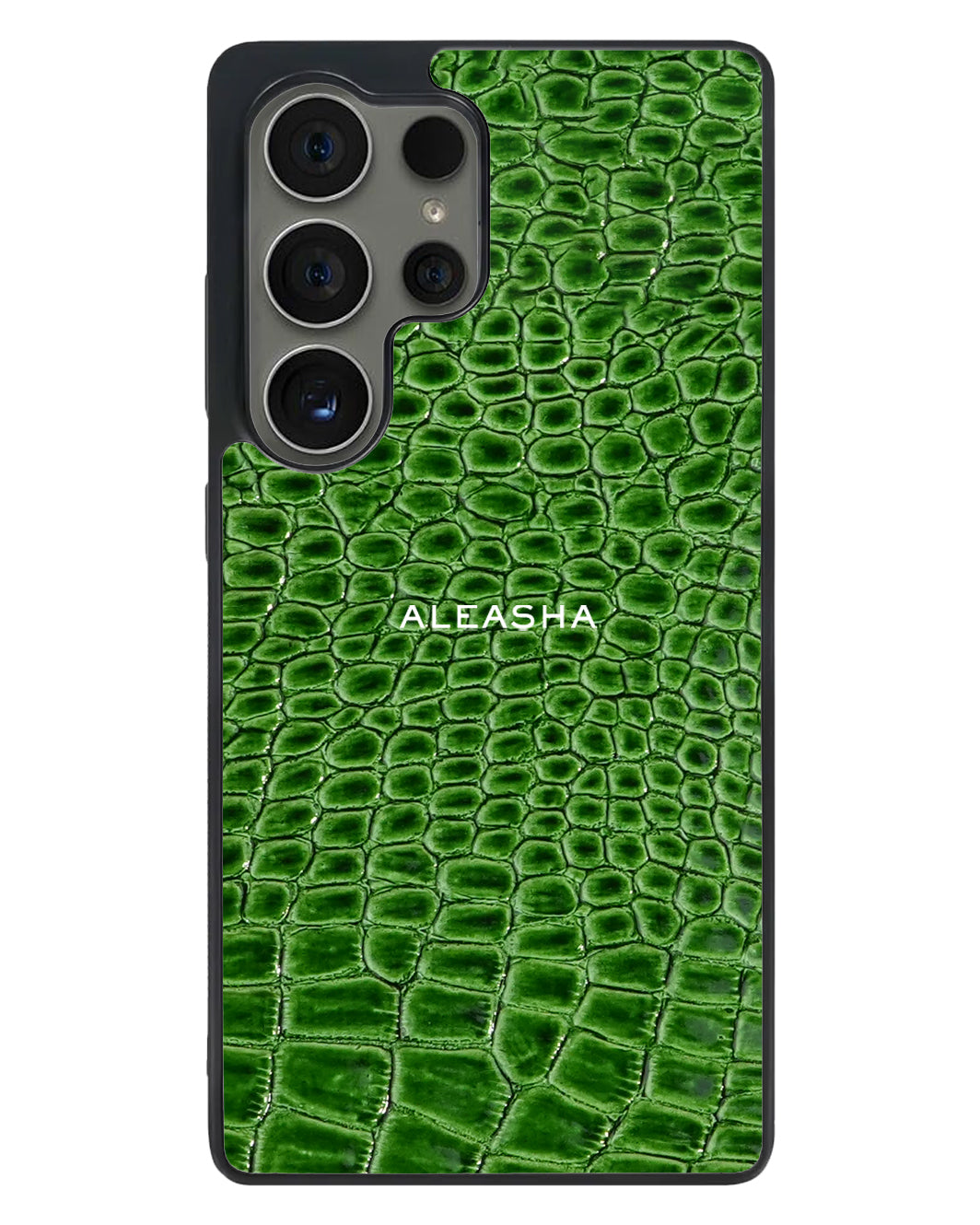 Android Textured Leather Case - Glossy Croco Emerald Green