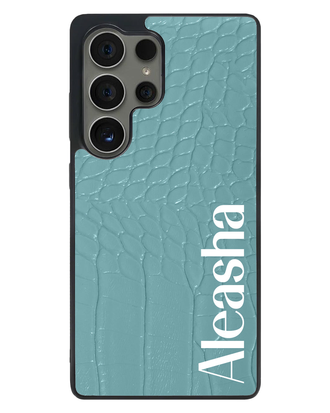 Android Textured Leather Case - Matte Croco Ice Blue