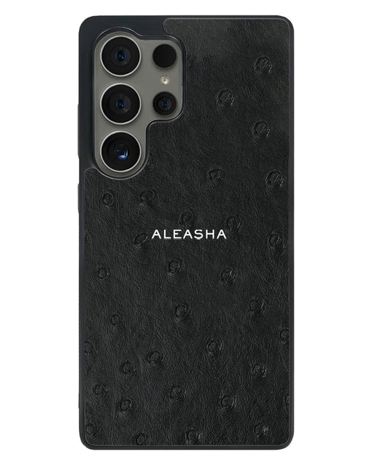 Android Textured Leather Case - Matte Ostrich Black