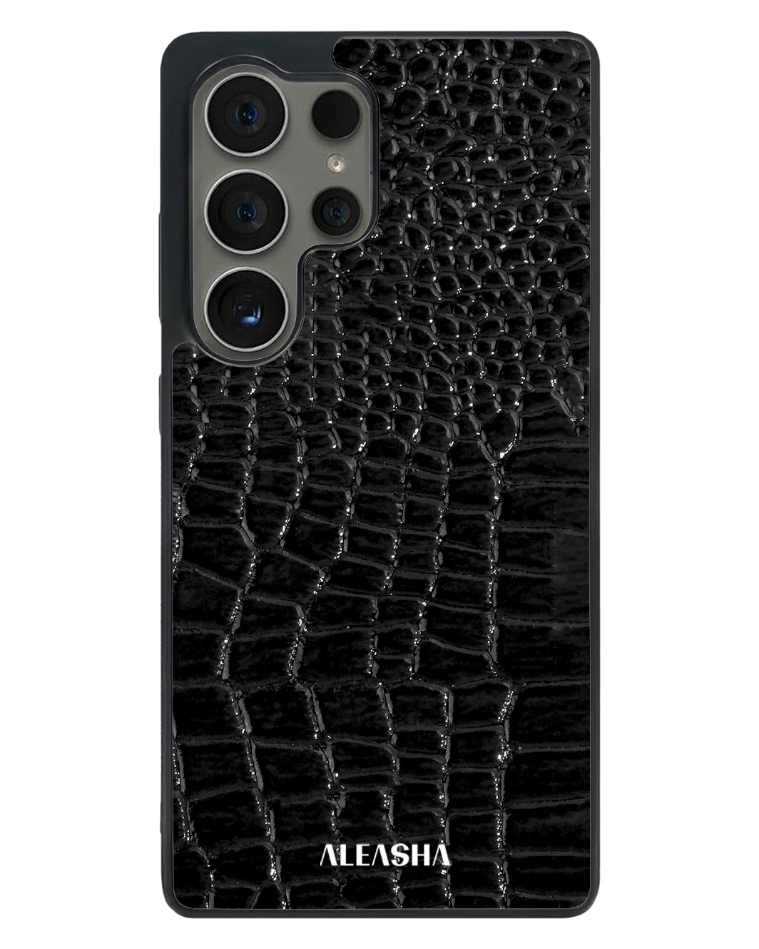 Android Textured Leather Case - Glossy Croco Black