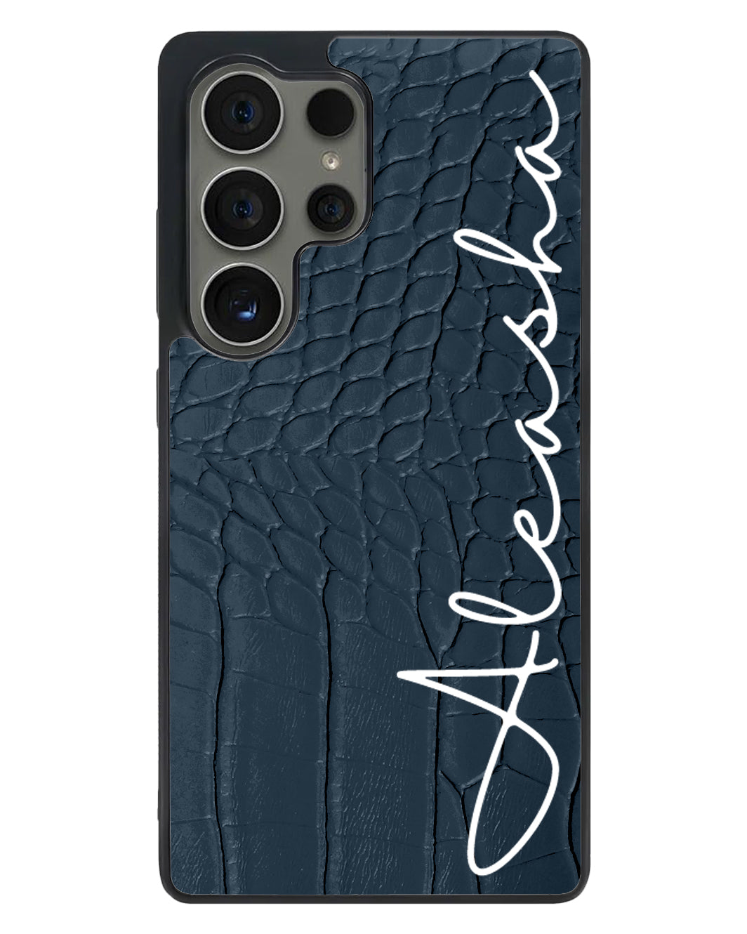 Android Textured Leather Case - Matte Croco Navy Blue