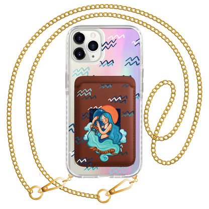 iPhone Magnetic Wallet Holo Case - Aquarius