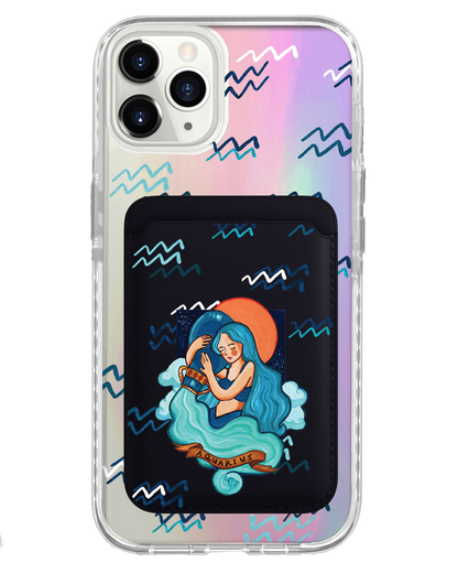 iPhone Magnetic Wallet Holo Case - Aquarius