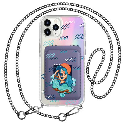iPhone Magnetic Wallet Holo Case - Aquarius