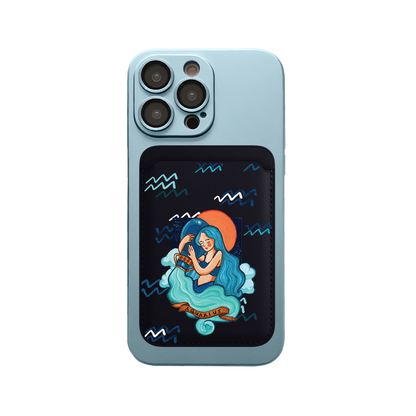 iPhone Magnetic Wallet Silicone Case - Aquarius