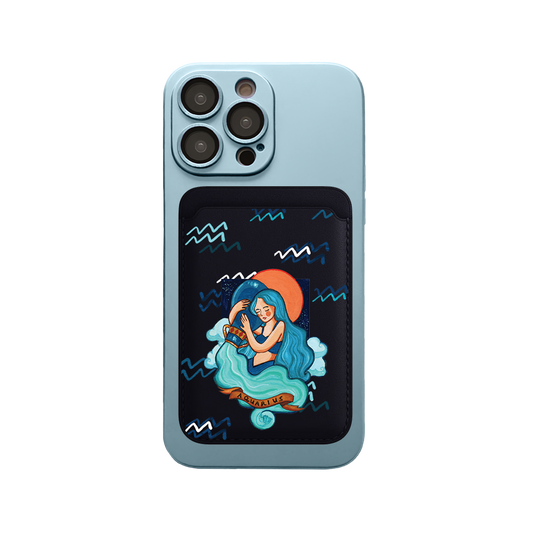 iPhone Magnetic Wallet Silicone Case - Aquarius