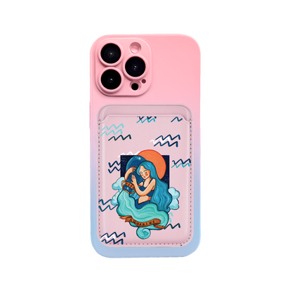 iPhone Magnetic Wallet Silicone Case - Aquarius
