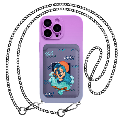 iPhone Magnetic Wallet Silicone Case - Aquarius