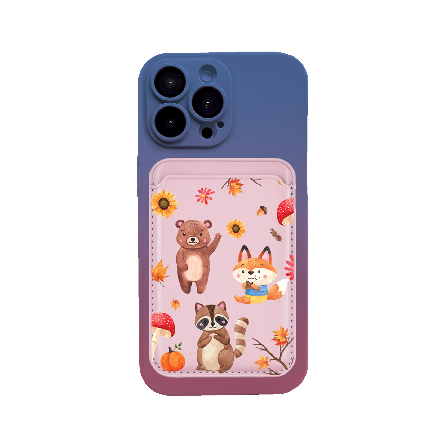 iPhone Magnetic Wallet Silicone Case - Autumn Animals