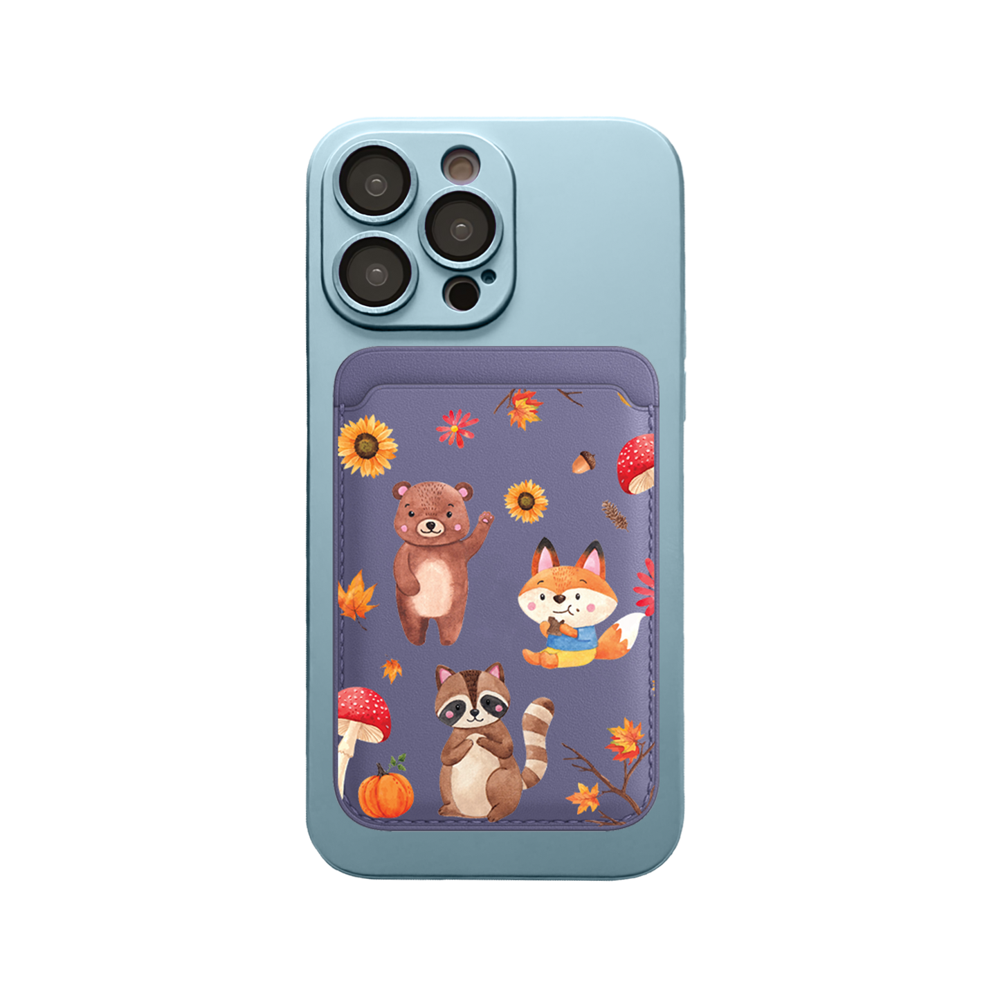 iPhone Magnetic Wallet Silicone Case - Autumn Animals