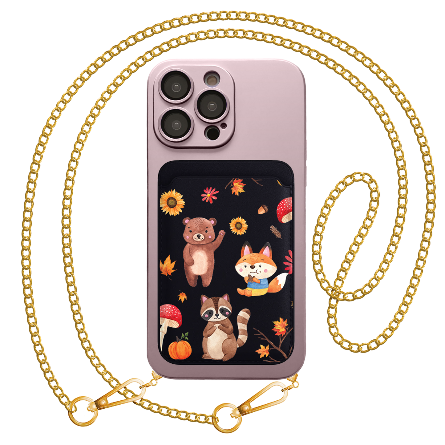 iPhone Magnetic Wallet Silicone Case - Autumn Animals