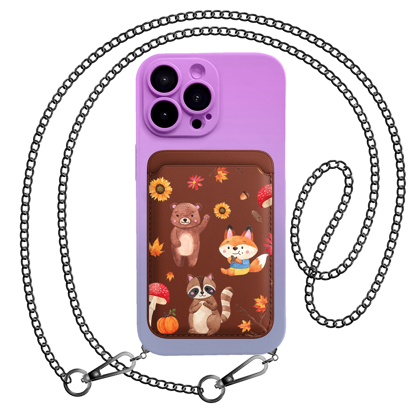 iPhone Magnetic Wallet Silicone Case - Autumn Animals