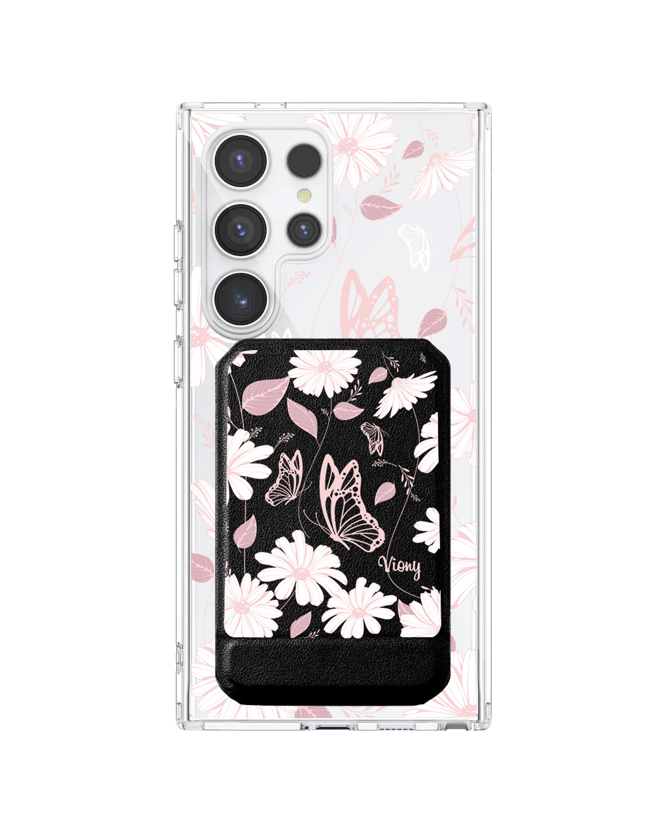 Android Magnetic Multifold Wallet - Butterfly & Daisy