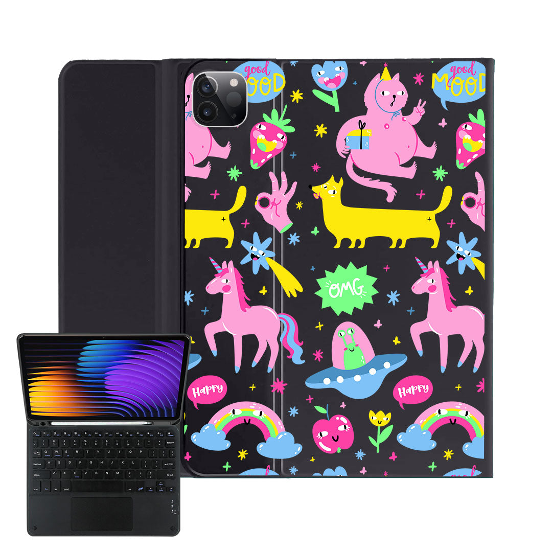 iPad / Android Tab Wireless Keyboard Flipcover - Monster Say Good Mood