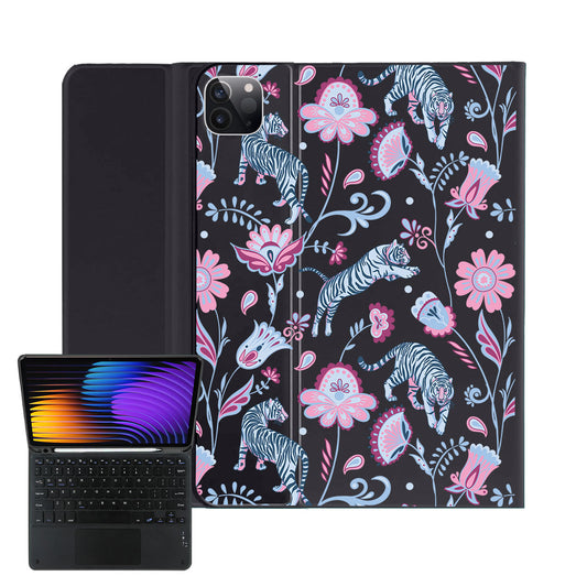 iPad / Android Tab Wireless Keyboard Flipcover - Tiger & Floral 3.0