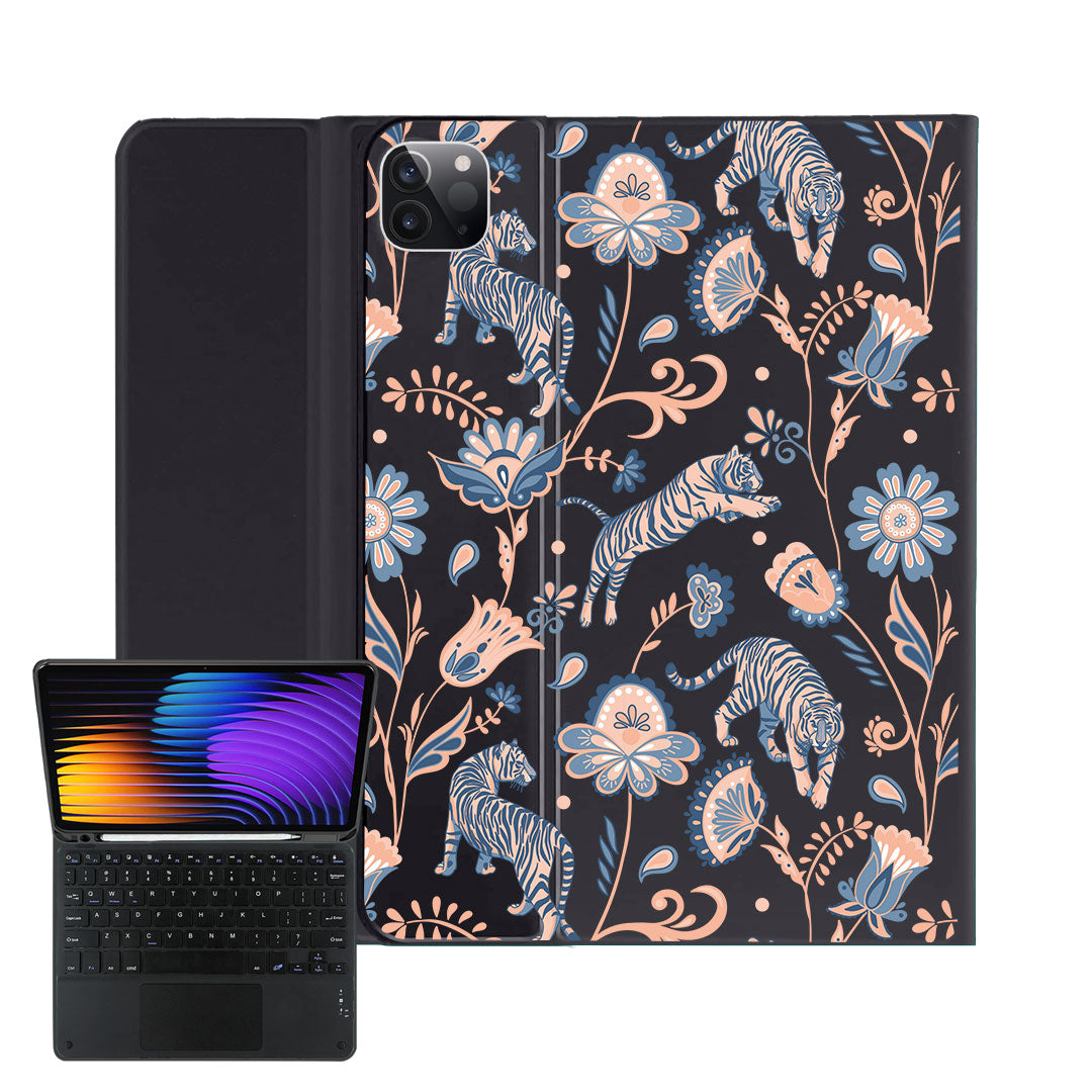 iPad / Android Tab Wireless Keyboard Flipcover - Tiger & Floral 5.0