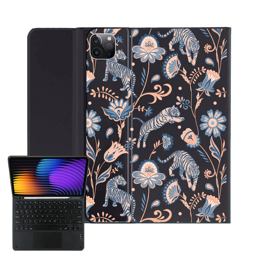 iPad / Android Tab Wireless Keyboard Flipcover - Tiger & Floral 5.0