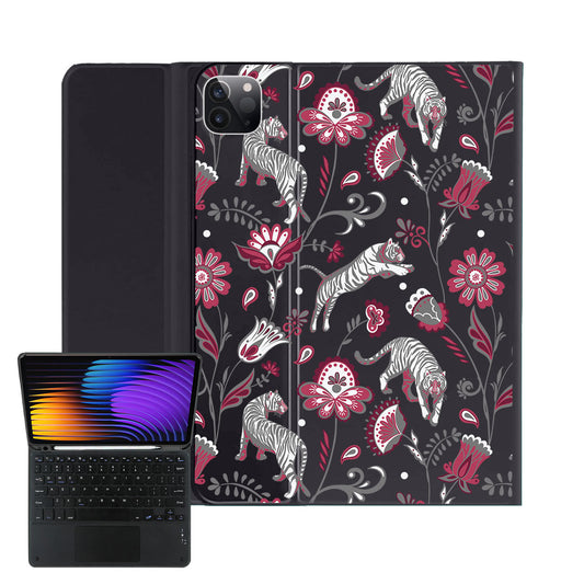 iPad / Android Tab Wireless Keyboard Flipcover - Tiger & Floral 6.0