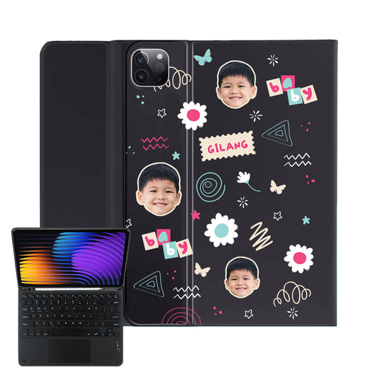 iPad / Android Tab Wireless Keyboard Flipcover - Face Grid Abstract
