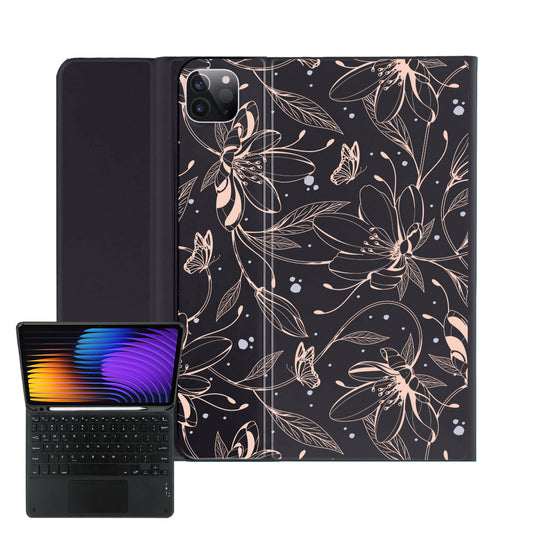 iPad / Android Tab Wireless Keyboard Flipcover - Sketchy Flower & Butterfly 1.0