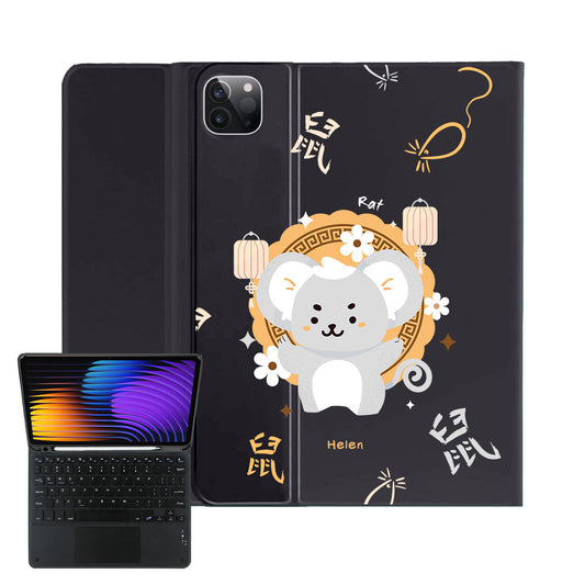 iPad / Android Tab Wireless Keyboard Flipcover - Rat (Chinese Zodiac / Shio)