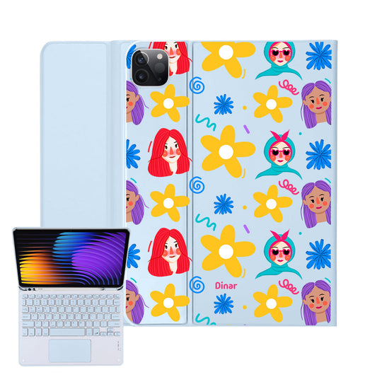 iPad / Android Tab Wireless Keyboard Flipcover - Daisy Faces