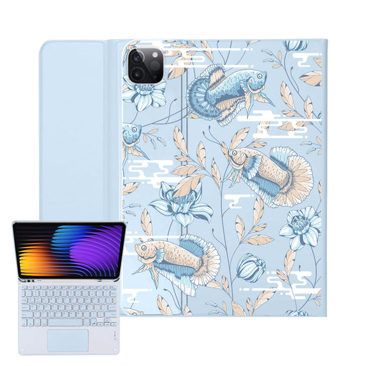 iPad / Android Tab Wireless Keyboard Flipcover - Fish & Floral 4.0