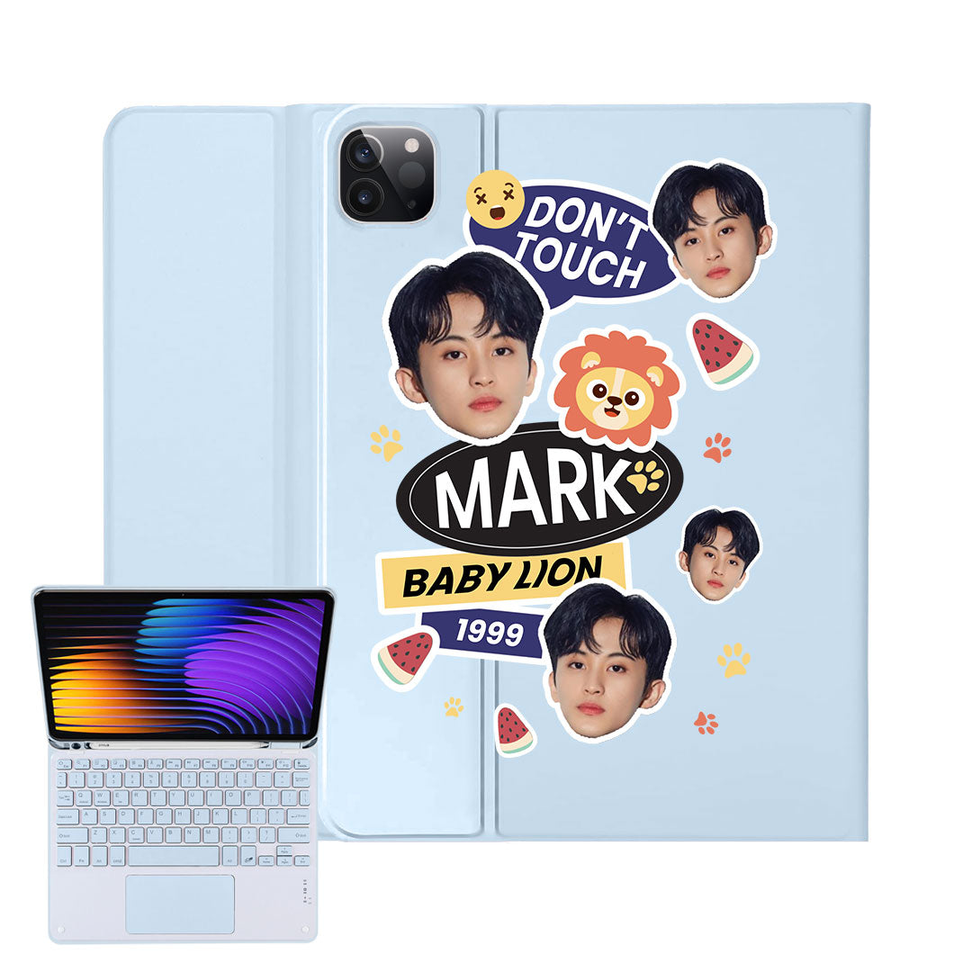 iPad / Android Tab Wireless Keyboard Flipcover - Face Grid Lovely Baby Lion
