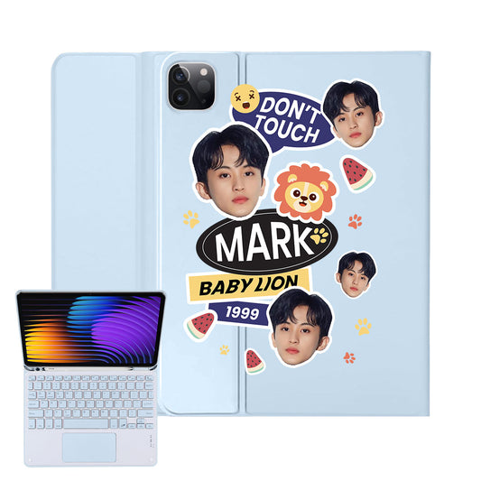 iPad / Android Tab Wireless Keyboard Flipcover - Face Grid Lovely Baby Lion
