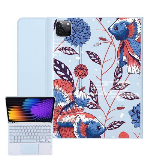 iPad / Android Tab Wireless Keyboard Flipcover - Fish & Floral 2.0