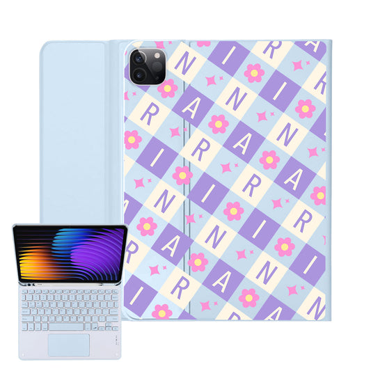 iPad / Android Tab Wireless Keyboard Flipcover - Flower Grid Monogram 3.0