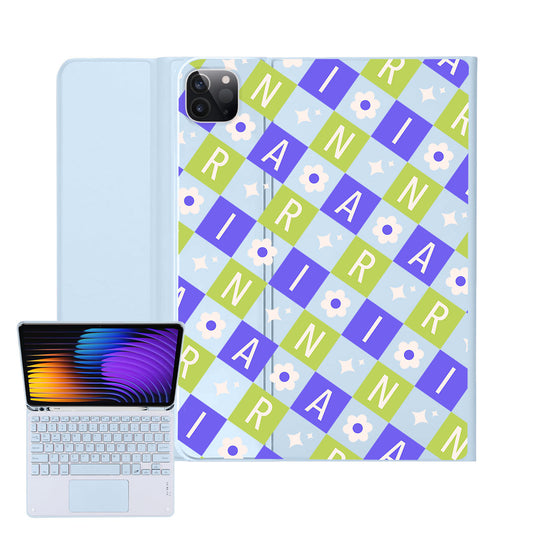 iPad / Android Tab Wireless Keyboard Flipcover - Flower Grid Monogram 5.0