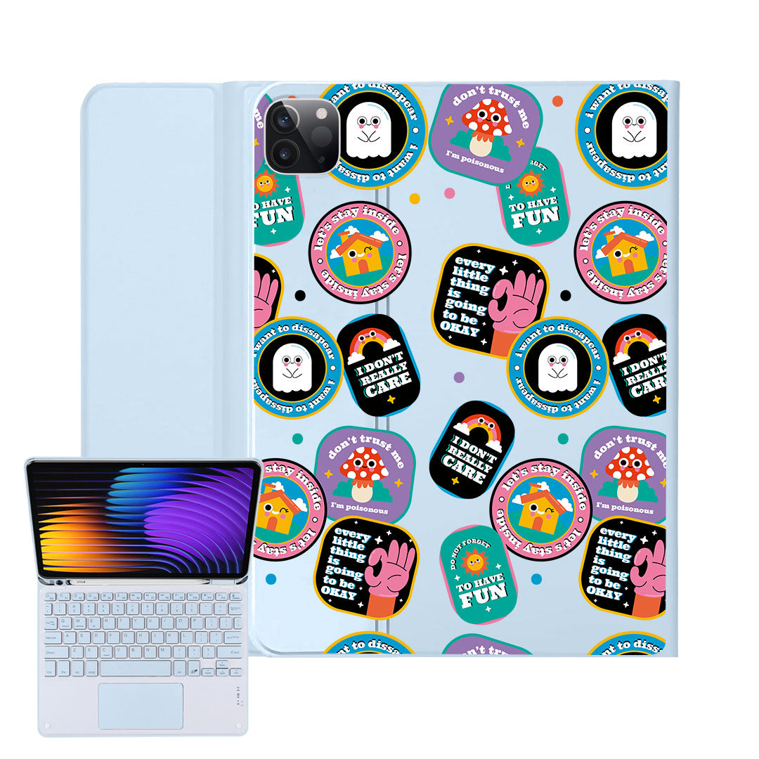 iPad / Android Tab Wireless Keyboard Flipcover - Monster Sticker Pack