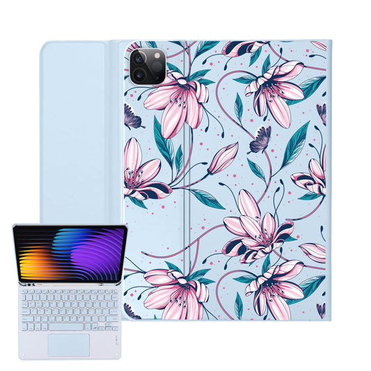iPad / Android Tab Wireless Keyboard Flipcover - Pink Tulip